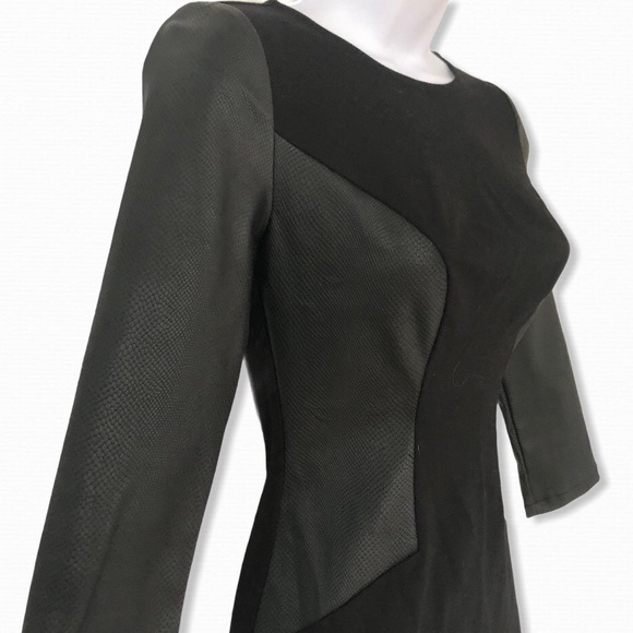 Guess Black Dress with Leather-style Sleeves - Picture 2 of 5